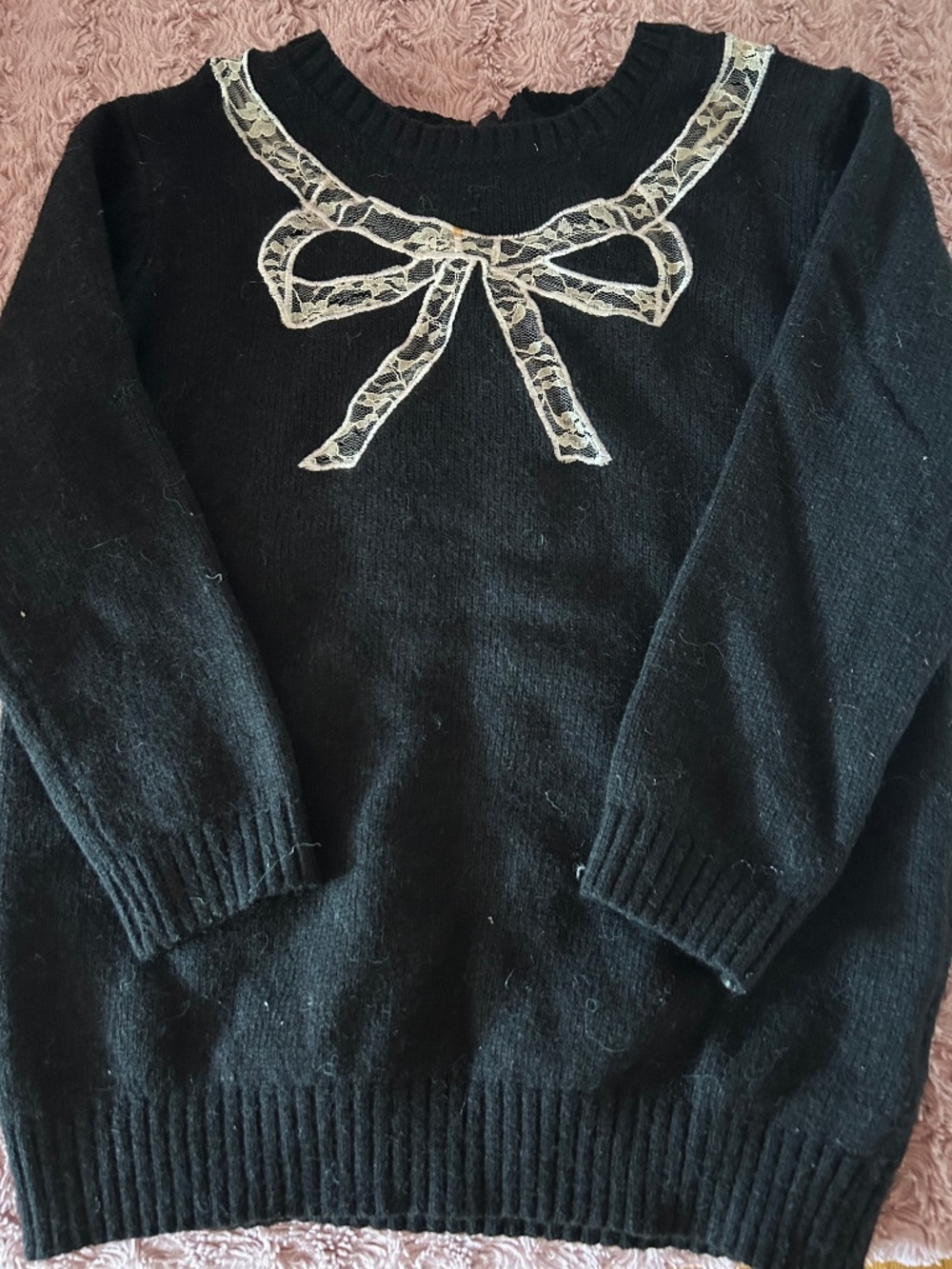 Black Sweater with Bow Detailing